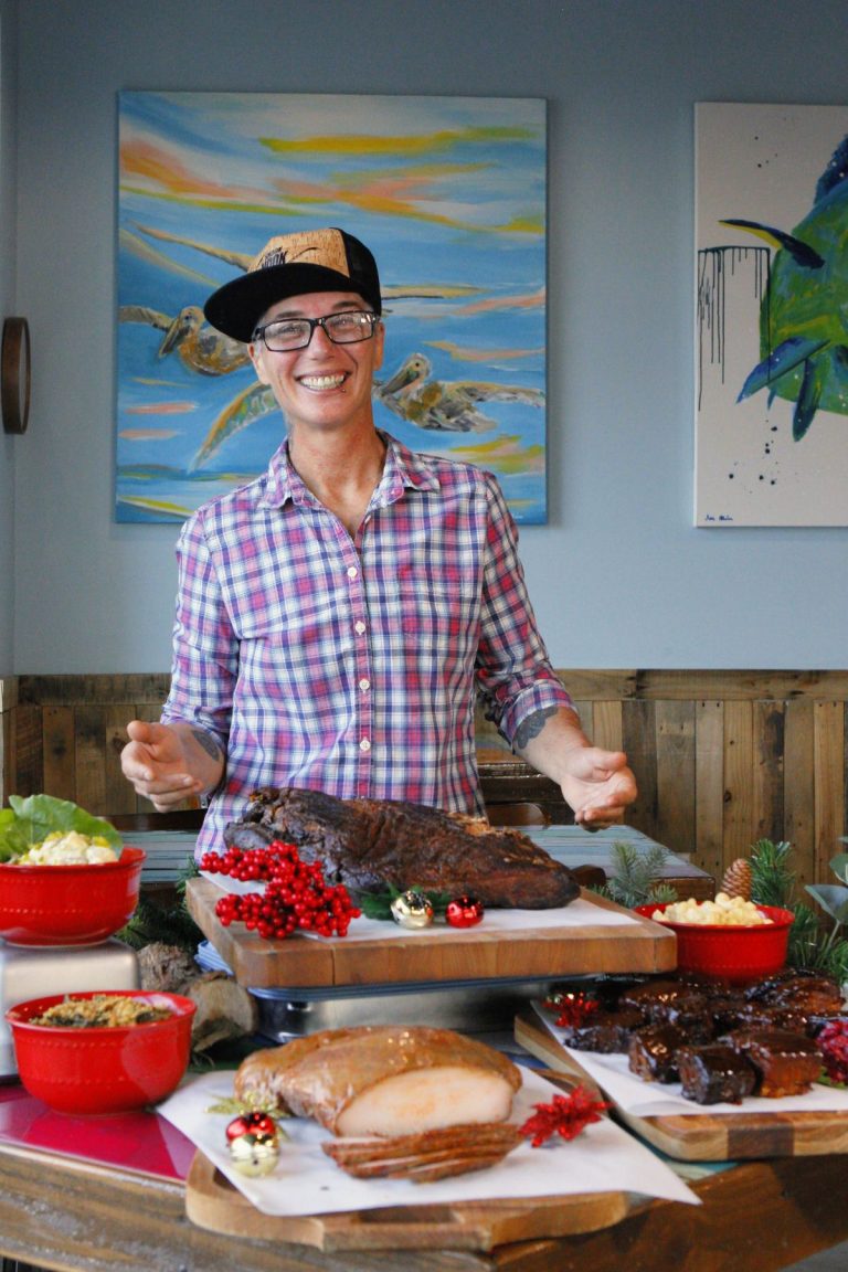 a closeup of restaurant chef with her restaurant food for catering social media photography in Florida West Palm Beach