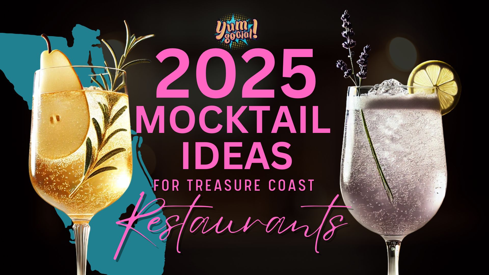 2025 Mocktail Ideas for restaurants graphic showing two mocktail